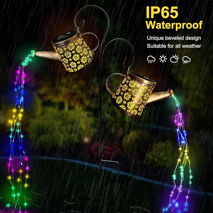 Solar Watering Can Lights Outdoor, IP65 Waterproof Garden Decor Solar Garden - Image 3