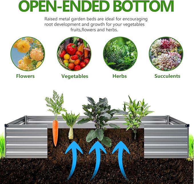 2PCS 10x3x1ft Galvanized Raised Garden Bed Kit, Galvanized Planter Raised - Image 2