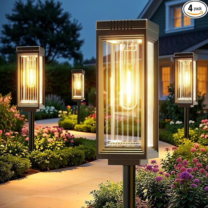 Solar Pathway Lights Outdoor, 4 Pack Upgraded Solar Lights Outdoor Waterproof by ELECLINK