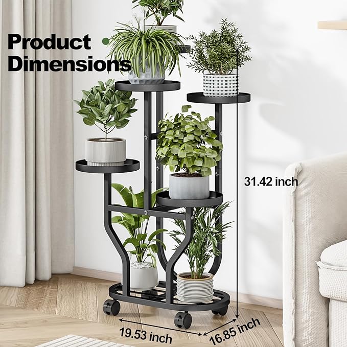 Plant Stand 5 Tier Indoor Outdoor Metal Flower Shelf - Image 2