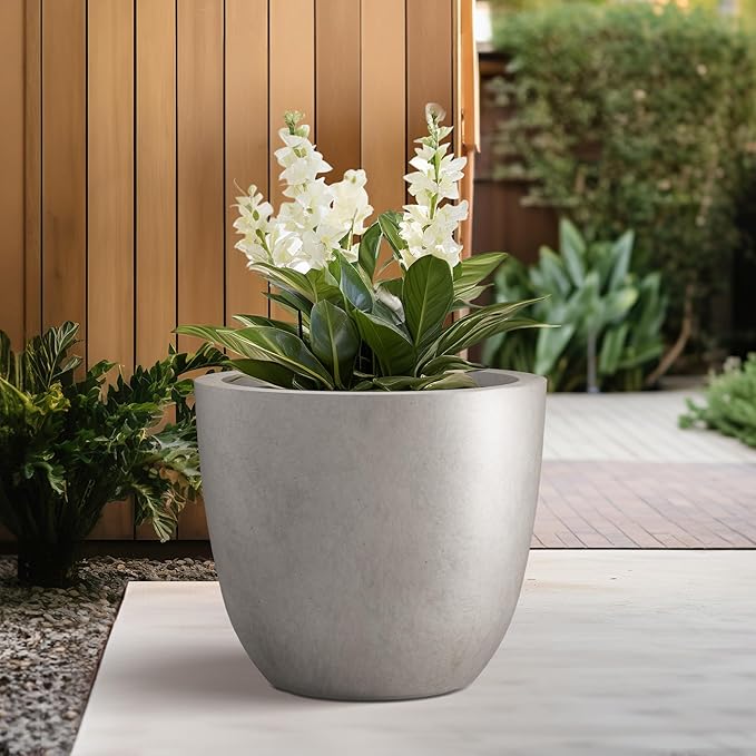 Kante 10 Inch Dia Round Concrete Planter, Indoor Outdoor Large Plant Pot - Image 3