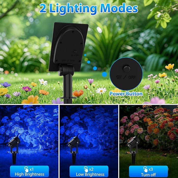 T-SUNUS Solar Spot Lights Blue Metal Outdoor Christmas Spotlights - Image 3
