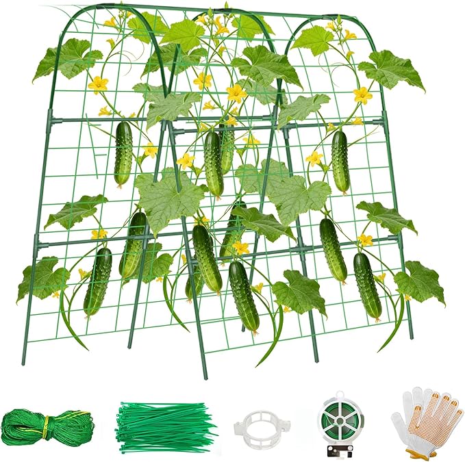 Cucumber Trellis for Raised Bed, U-Shape Garden Trellis for Climbing Plants by ZPMOCKAQ