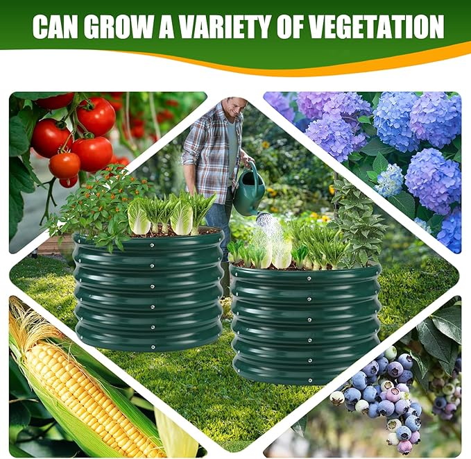 17" Tall Elevated Round Metal Rised Garden Bed- 2'x2' in Size and 0.8MM Thick - Image 5
