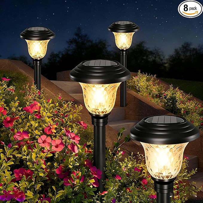 Beau Jardin 8 Pack Solar Pathway Lights White+Color Changing Stainless Steel 3 by BEAU+JARDIN