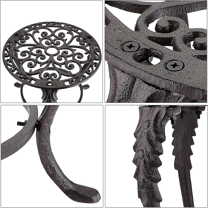 OwnMy Heavy Duty Cast Iron Plant Stand Vintage Iron Flower Pot Holder, Rustic - Image 4