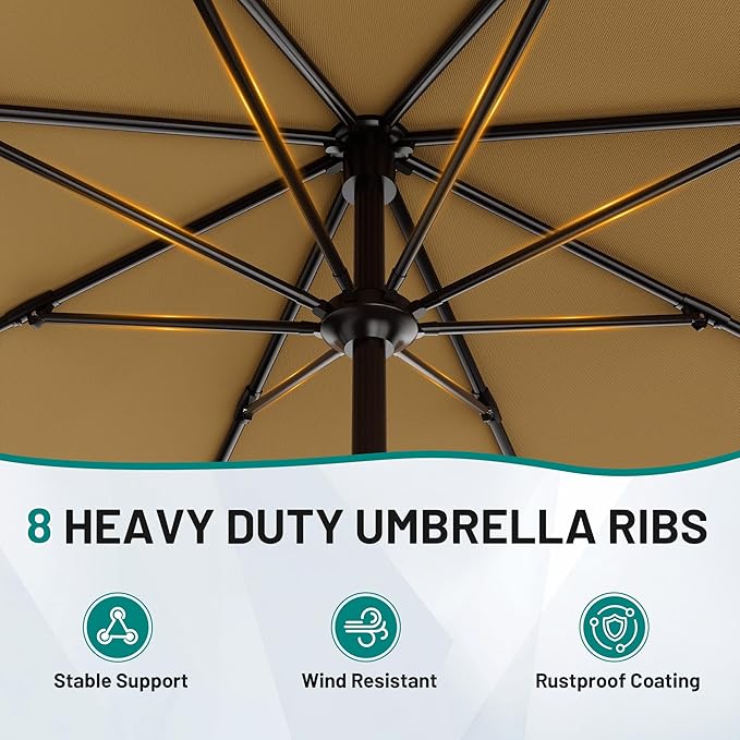 AreShark 9 FT Patio Umbrella for Outdoor, Outdoor Table Umbrella - Image 3