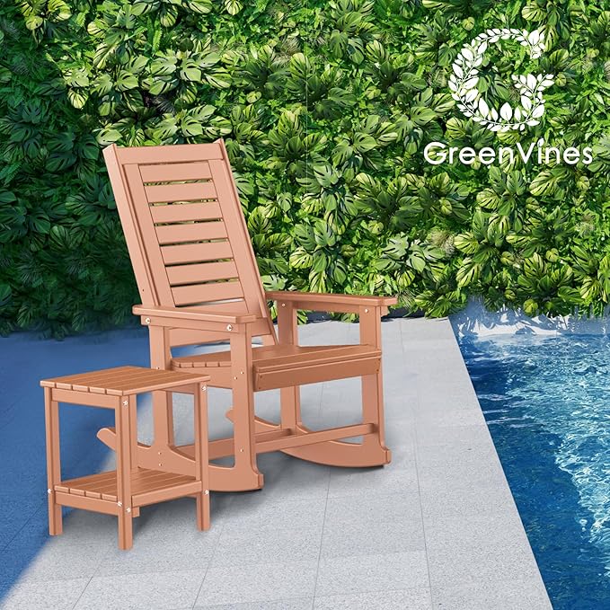 GREENVINES Outdoor Rocking Chairs | Set of 2 | Porch Rocker | HDPE Plastic | - Image 6