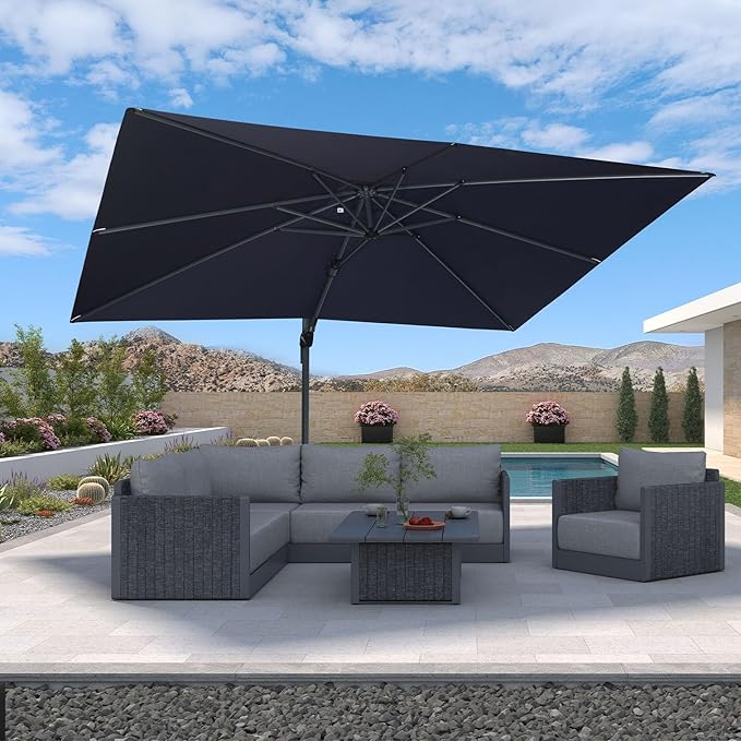 PURPLE LEAF 9' X 12' Left-right Tilt Patio Umbrella Outdoor Cantilever Swivel - Image 2
