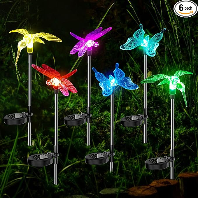 Anordsem Solar Garden Lights Outdoor: 6 Waterproof PVC Insect Stake Light Heads by Anordsem