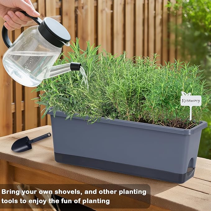 Window Box Planter 4 Packs, 17 Inches Rectangle Flower Pots - Image 3