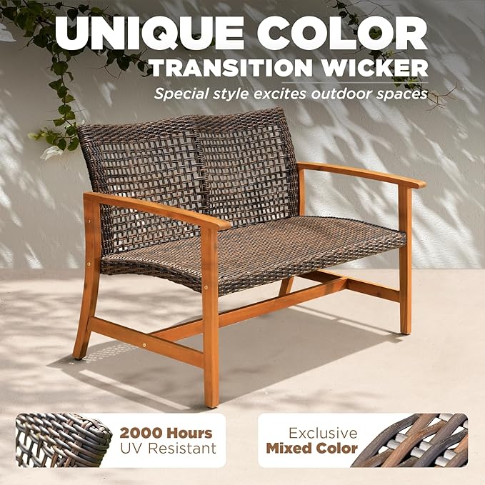 Idzo Harmonie 800lbs Capacity Outdoor Loveseat Furniture, FSC Certified Acacia - Image 4