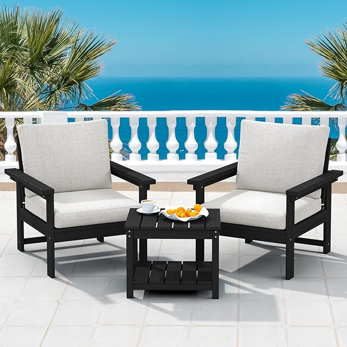 SERWALL HDPE Patio Sofa Set, 3-piece Sectional Outdoor Furniture Set, All by SERWALL