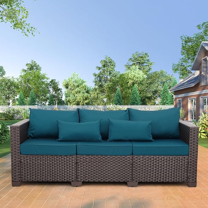 Outdoor Couch 3 Seater Sofa Outdoor Furniture Deep Seat High Backrest Patio by RattanStar