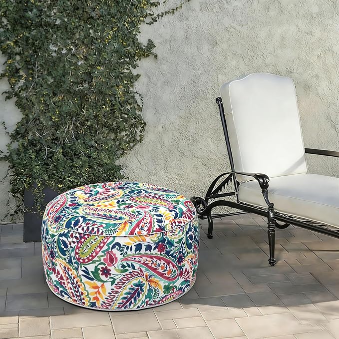 LVTXIII Indoor/Outdoor Extra Large Inflatable Ottoman Pouf D31 x H14 Inch - Image 2