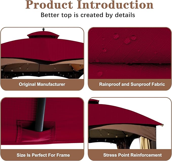 SCOCANOPY Burgundy Ripstop Replacement Roof - Image 4