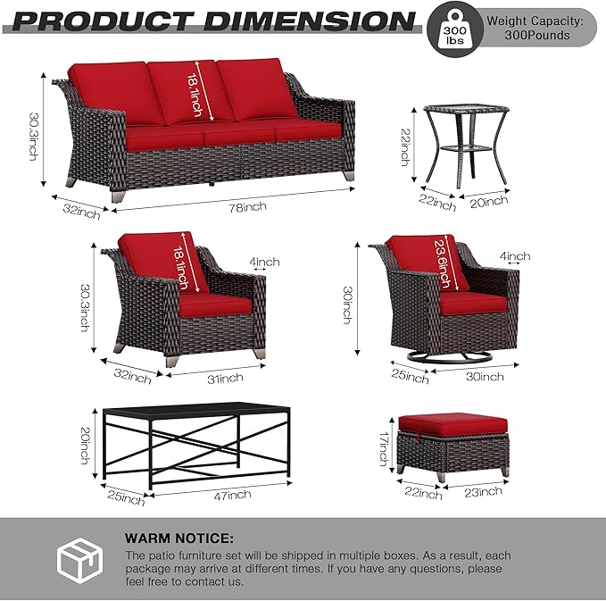 Joyside Wicker Patio Furniture Sets, 8 Pieces Upgraded Large Size Outdoor - Image 2