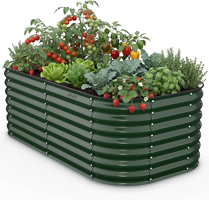 Kesfitt Raised Garden Bed Outdoor, Galvanized Steel Metal Raised Bed Planter by Kesfitt