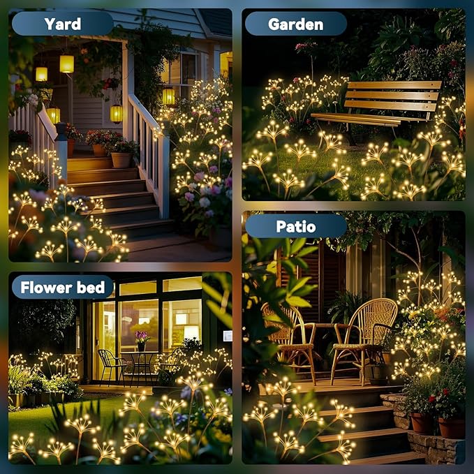 JJGoo Solar Garden Lights, New Upgraded 4 Pack Solar Swaying Starburst Light - Image 6