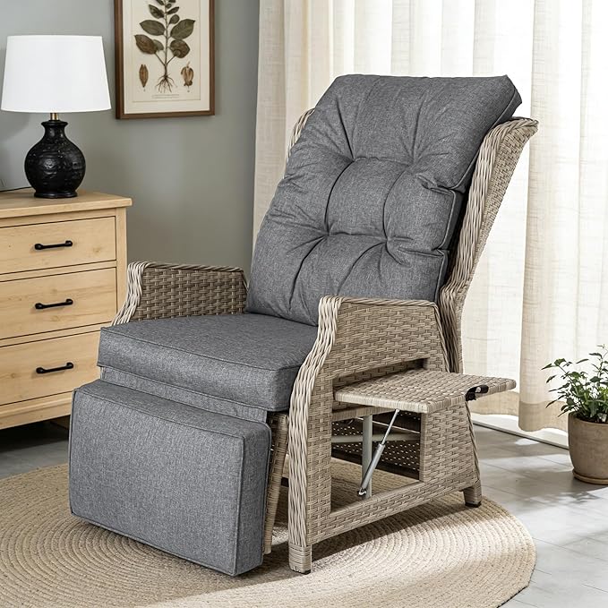 Outdoor Recliner with Adjustable Back and Footrest, Patio 150° Lay Flat - Image 3