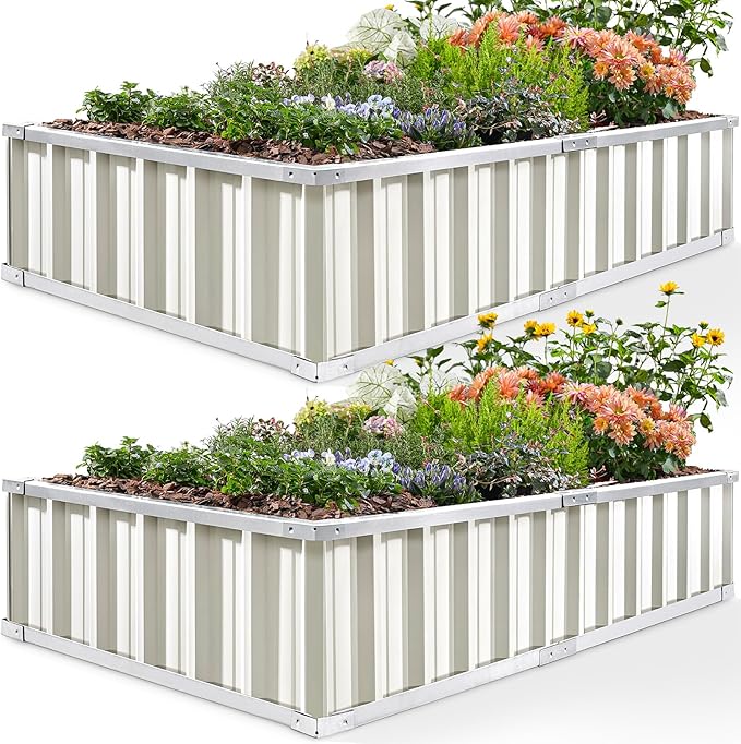 KING BIRD Raised Garden Bed 68" x 36" x 12" Galvanized Steel Metal Outdoor by KINGBIRD