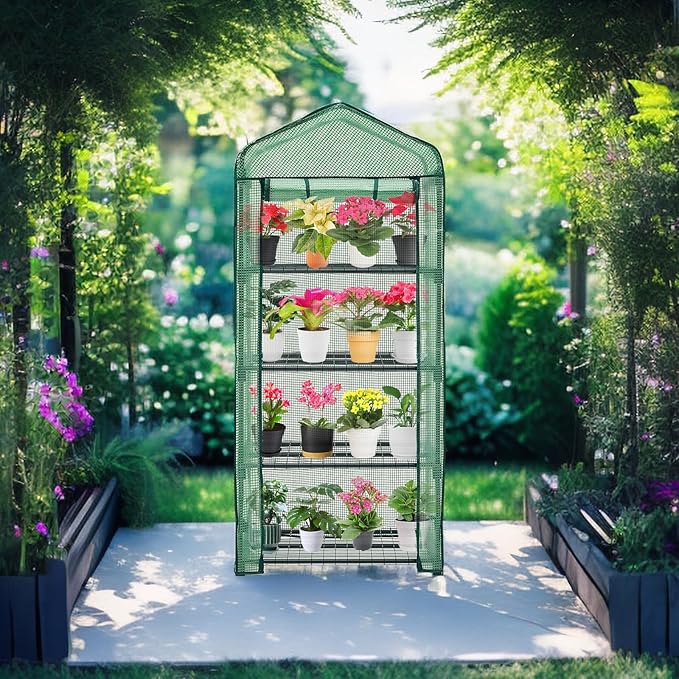 Mini Greenhouse for Indoor Outdoor, Plant Green House 4-Tier Rack Stand - Image 7