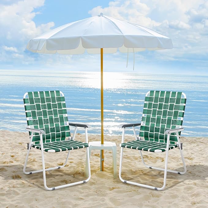 VINGLI Patio Lawn Webbed Folding Chairs Outdoor Beach Portable Camping Chair - Image 6