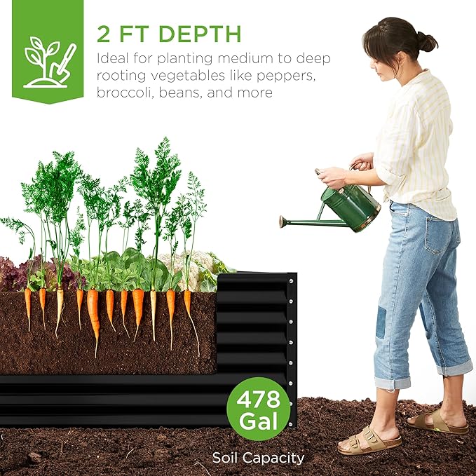 Best Choice Products 8x4x2ft Outdoor Metal Raised Garden Bed, Deep Root Planter - Image 4