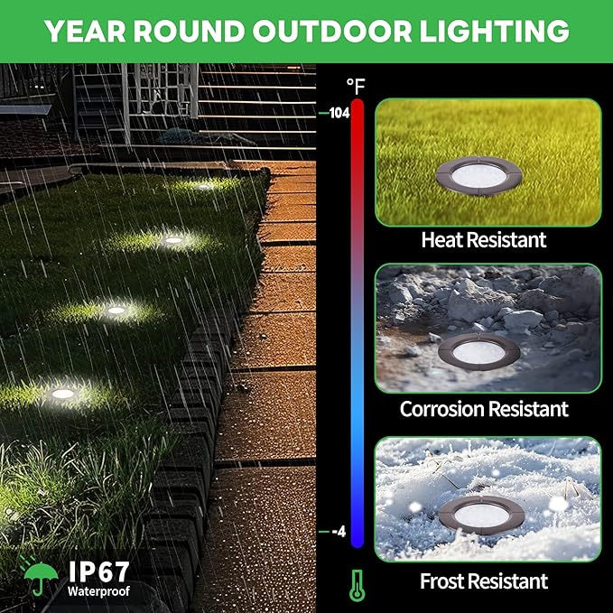 LED Well Light Kit, 6 Pack In Ground Landscape Lights and 100W Transformer and - Image 4