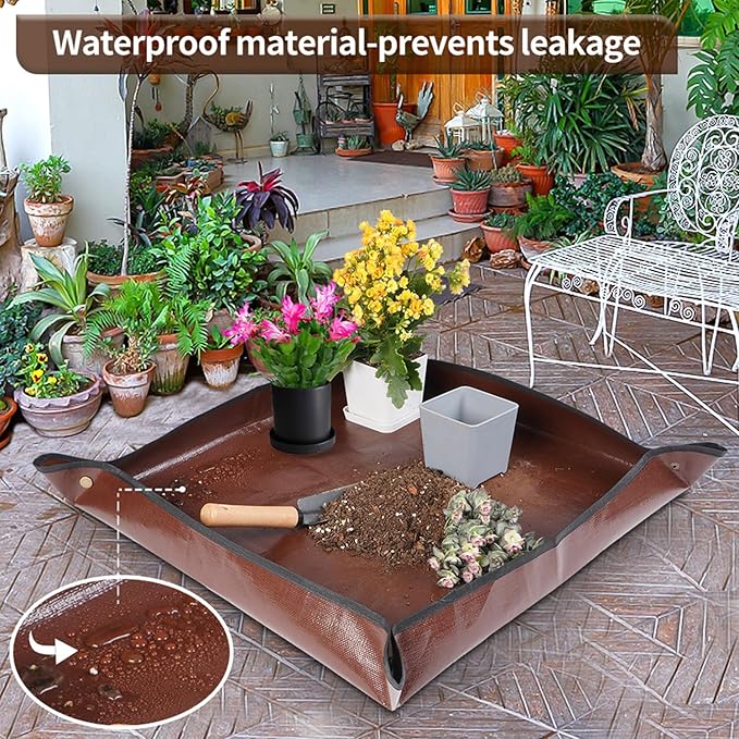 26.8"X26.8" Repotting Mat for House Plants Transplanting Control Mess, Foldable - Image 4