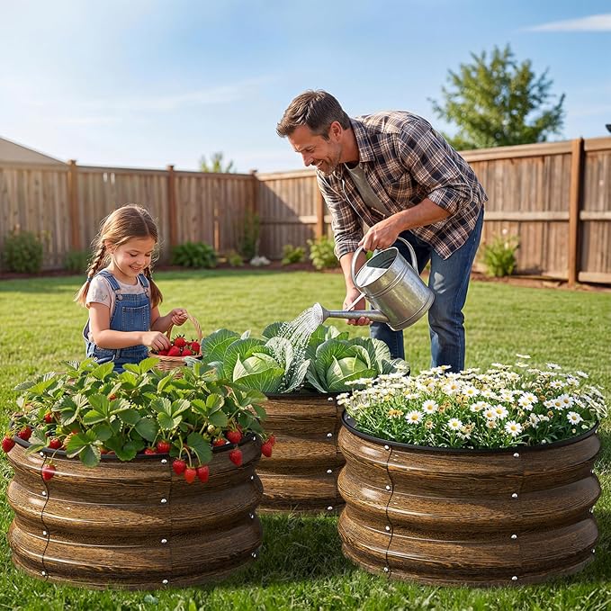 Kesfitt Round Metal Raised Garden Bed, 12-Inch Deep Galvanized Steel Garden Bed - Image 7
