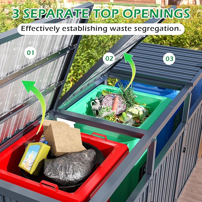 AECOJOY Outdoor Trash Can Storage Shed - Image 3