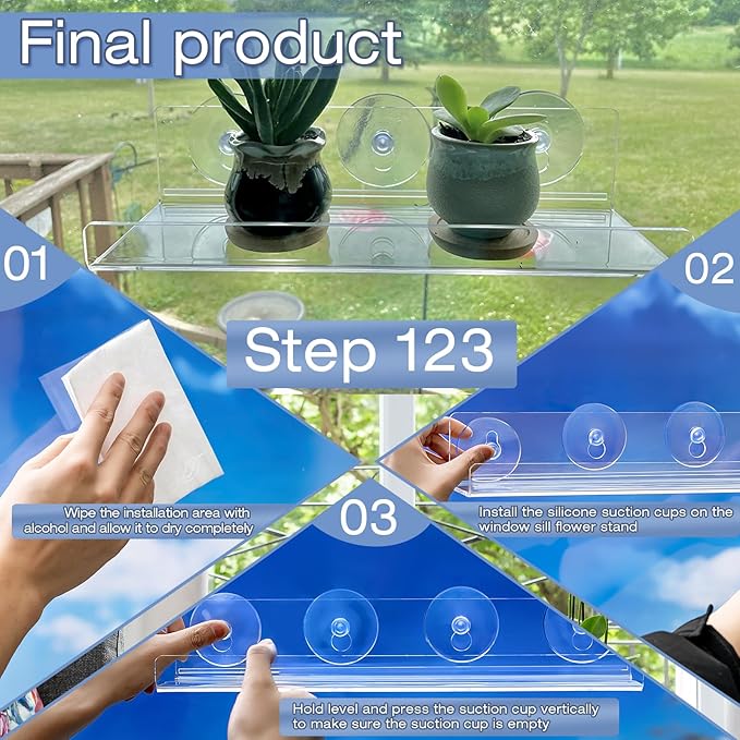 2 Pack 12 Inch Acrylic Window Boxes Plant Shelves, - Image 4