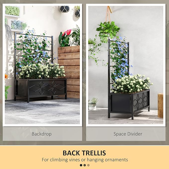 Outsunny Planter Box with Trellis, 35.4 x 15.7 x 47.2 inch Raised Garden Bed - Image 3