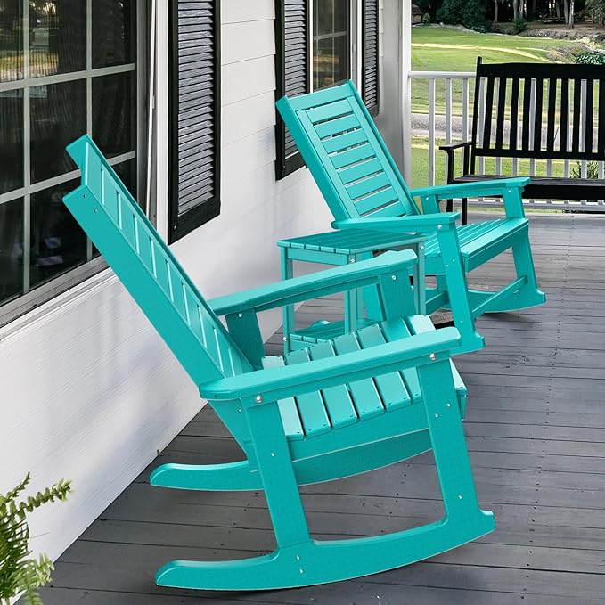 GREENVINES Outdoor Rocking Chairs | Set of 2 | Porch Rocker | HDPE Plastic | - Image 6