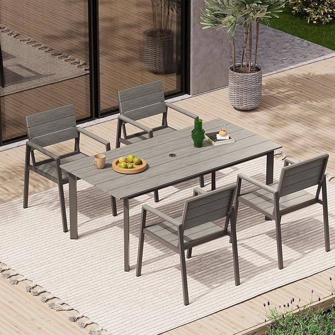67"*32.3"*29.5" Patio Dining Table, Seamless Rectangle Aluminum + HDPS Outdoor - Image 2