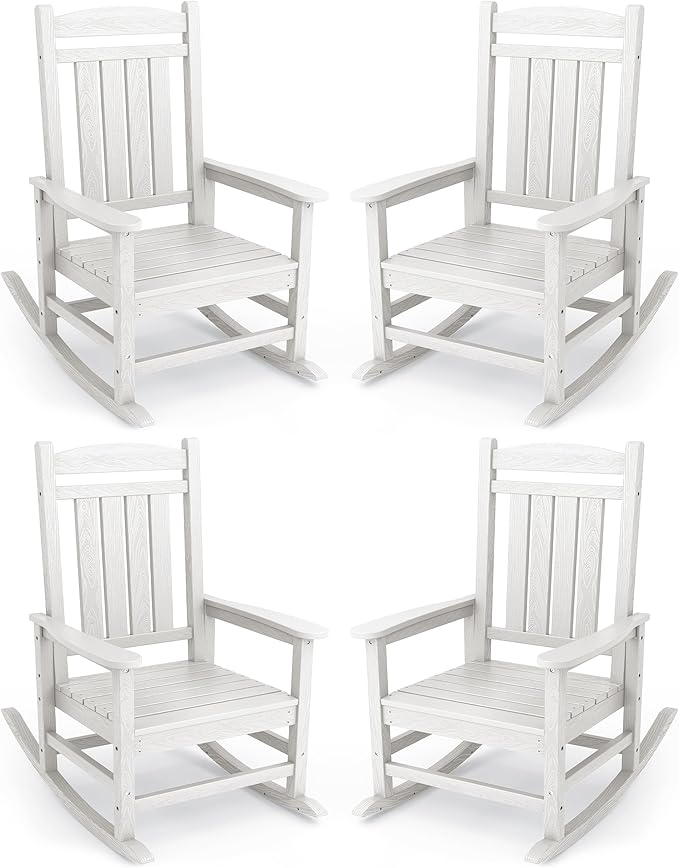 KINGYES Oversized Outdoor Rocking Chair Set of 4, High Density Polyethylene by KINGYES