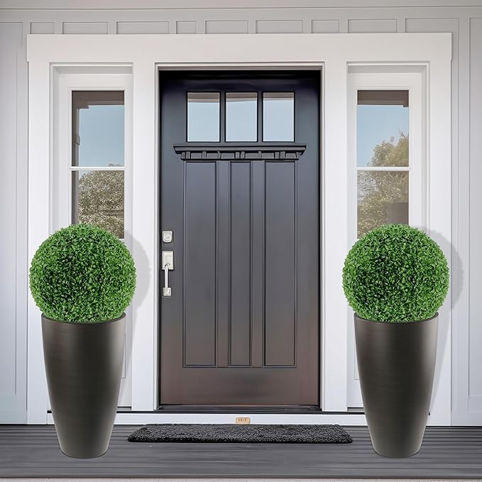 2 Packs 21 inch Tall Planter, Indoor Outdoor Round Planter - Image 4