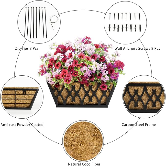 4 Pack 16 Inch Window Boxes Planters Railing Planter Box - Image 2