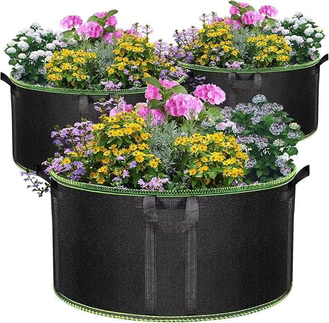50 Gallon Large Grow Bags 3 Pack - 320G Thickened Nonwoven Aeration Planter by Createagardenyoulove