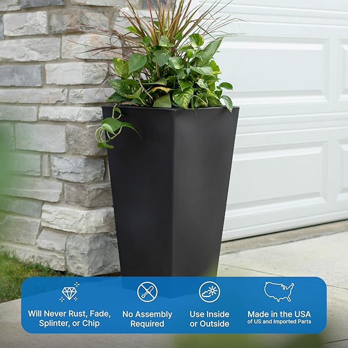 Step2 Tremont Tall Square Tapered Planter, Large Planters - Image 6