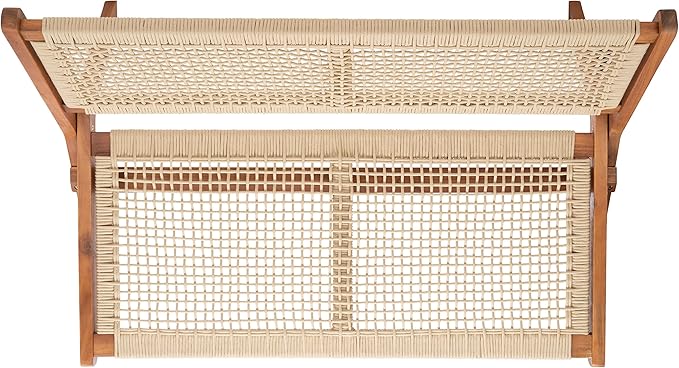 SAFAVIEH Outdoor Collection Kobina Natural Acacia Wood/Natural Rope Foldable - Image 6