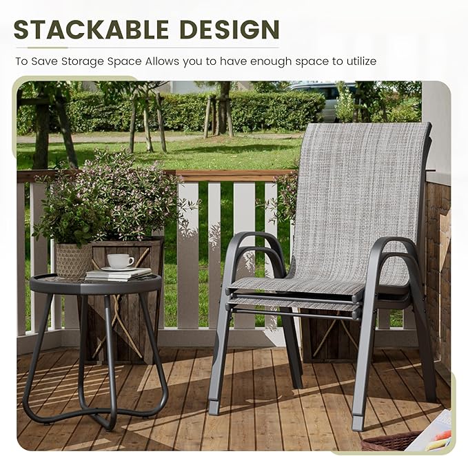 UDPATIO Patio Chairs Set of 4, Stackable Outdoor Dining Chairs - Image 7
