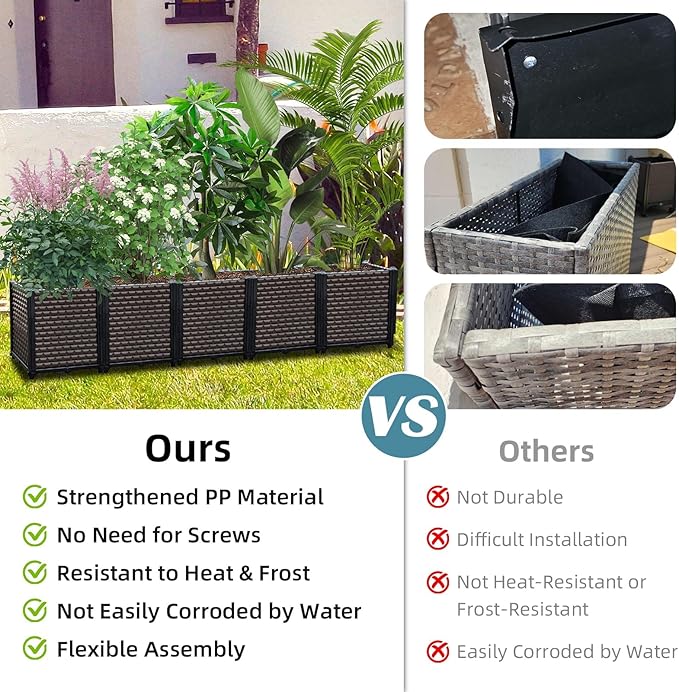 Large Planters for Outdoor Plants 14" Tall Planter Box, Raised Beds for - Image 3