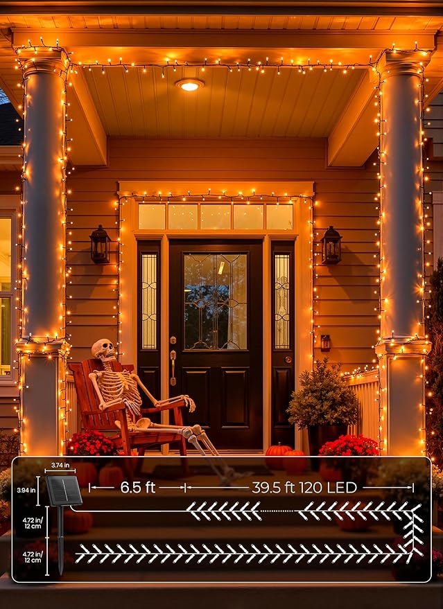 Brightown 4 Pack Solar Halloween Lights, Total 184FT 480 LED Solar String - Image 6