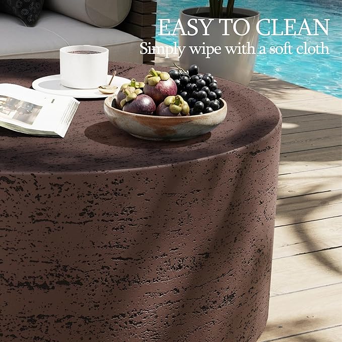 UPHA Outdoor Round Coffee Table, Small Modern Minimalist Accent Tables - Image 3