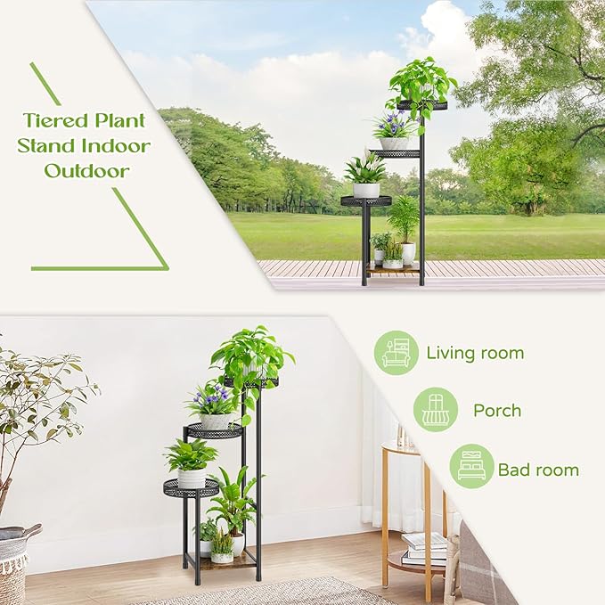Plant Stand Indoor Outdoor, 4 Tier Metal Flower Pot Shelf Holder Clearance - Image 5