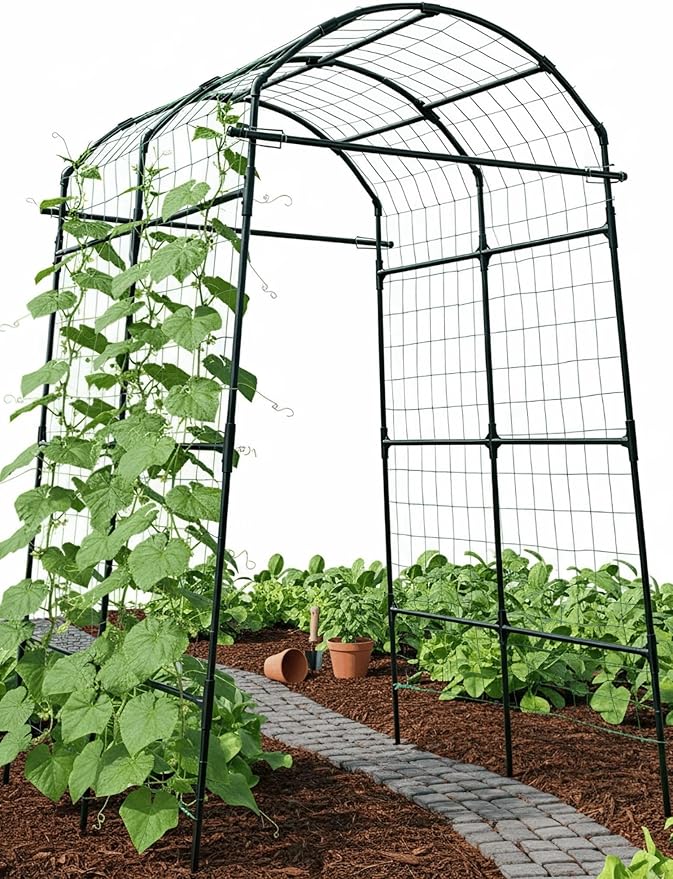 Garden Trellis Arch 7FT PP-Coated Stainless Steel Metal Extra Tall Cucumber by GardenArchTrellisforPlants