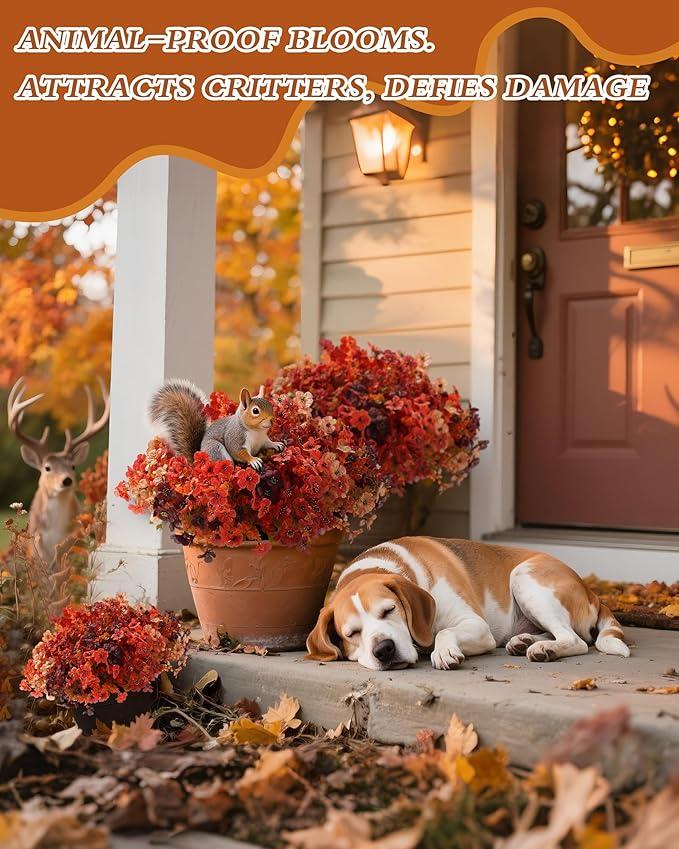Artificial Mums Outdoor Fake Fall Flowers Decorations - Image 4