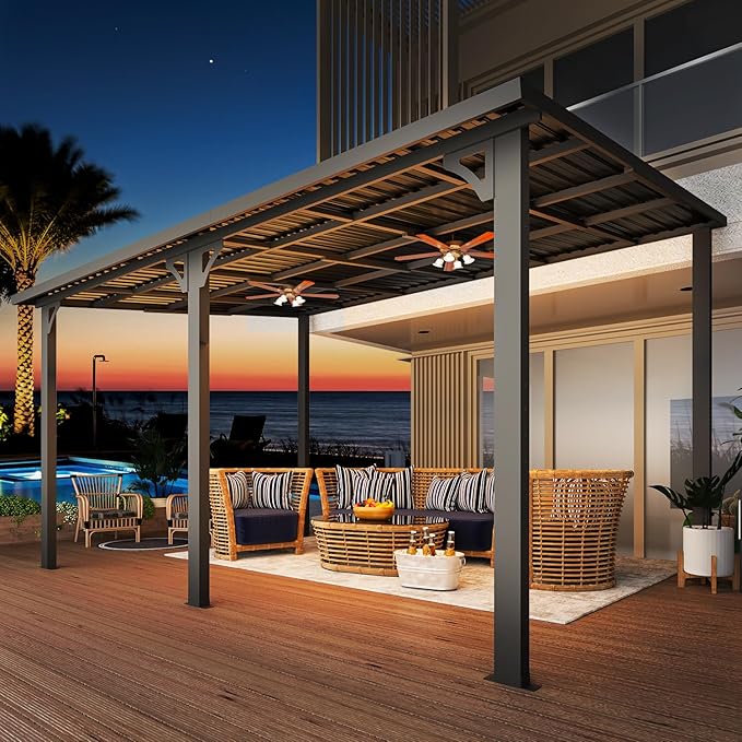 AECOJOY 14' x 10' Outdoor Hardtop Gazebo Pergola - Image 4